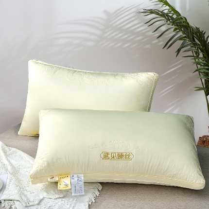 （总）超柔蚕丝枕 刺绣羽丝绒枕 全棉羽丝枕 双边立体枕头 柔软舒适枕 中高枕