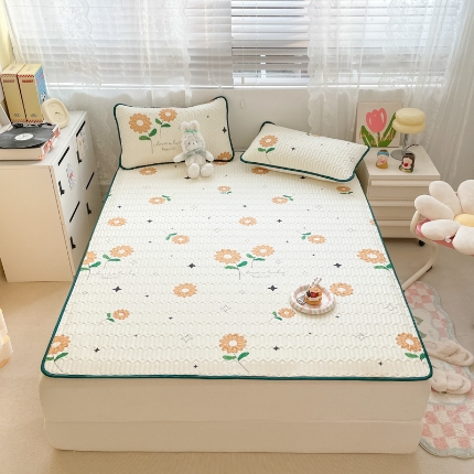 91家纺网 家纺一手货源 找家纺 （总）欧邦 2025新款乳胶凉席三件套可配同款凉感丝夏被四件套