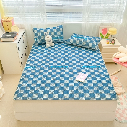 91家纺网 家纺一手货源 找家纺 （总）欧邦 2025新款乳胶凉席三件套可配同款凉感丝夏被四件套