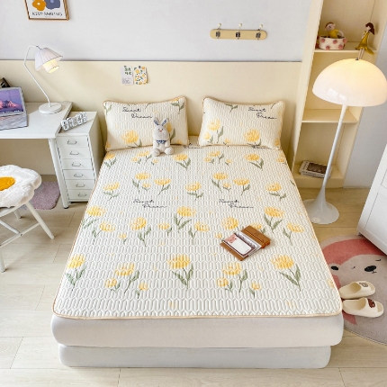 91家纺网 家纺一手货源 找家纺 （总）欧邦 2025新款乳胶凉席三件套可配同款凉感丝夏被四件套