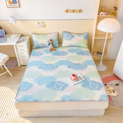 91家纺网 家纺一手货源 找家纺 （总）欧邦 2025新款乳胶凉席三件套可配同款凉感丝夏被四件套