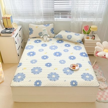 91家纺网 家纺一手货源 找家纺 （总）欧邦 2025新款乳胶凉席三件套可配同款凉感丝夏被四件套