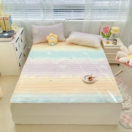 91家纺网 家纺一手货源 找家纺 （总）欧邦 2025新款乳胶凉席三件套可配同款凉感丝夏被四件套