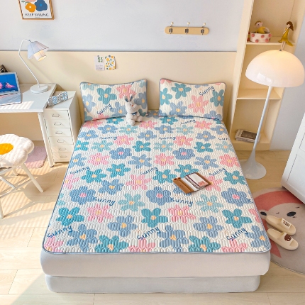 91家纺网 家纺一手货源 找家纺 （总）欧邦 2025新款乳胶凉席三件套可配同款凉感丝夏被四件套