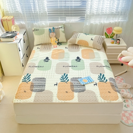 91家纺网 家纺一手货源 找家纺 （总）欧邦 2025新款乳胶凉席三件套可配同款凉感丝夏被四件套