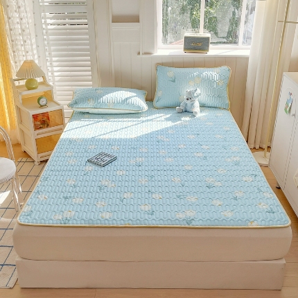 91家纺网 家纺一手货源 找家纺 （总）欧邦 2025新款乳胶凉席三件套可配同款凉感丝夏被四件套