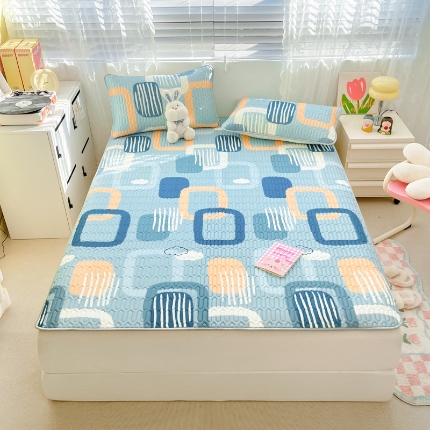 91家纺网 家纺一手货源 找家纺 （总）欧邦 2025新款乳胶凉席三件套可配同款凉感丝夏被四件套