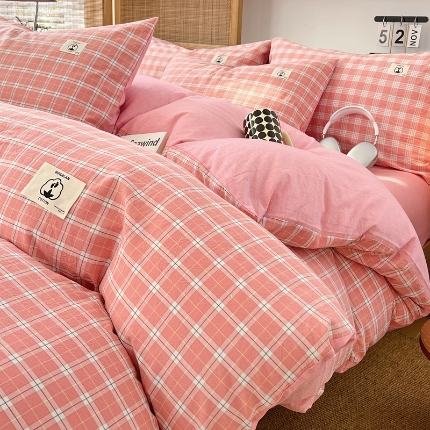 91家纺网 家纺一手货源 找家纺 （总）2025款色织全棉四件套ins简约学生宿舍三件套床品套件