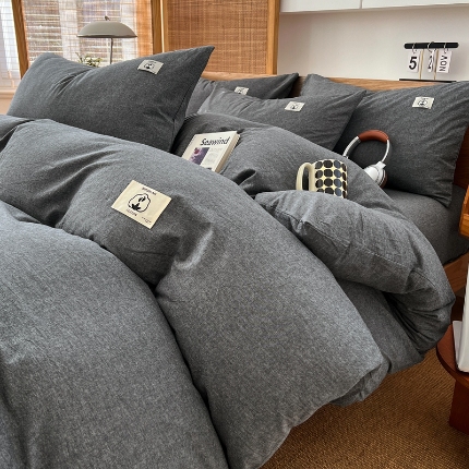 91家纺网 家纺一手货源 找家纺 （总）2025款色织全棉四件套ins简约学生宿舍三件套床品套件