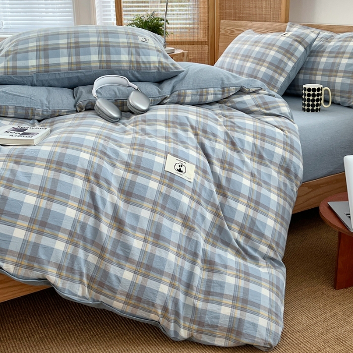 91家纺网 家纺一手货源 找家纺 （总）2025款色织全棉四件套ins简约学生宿舍三件套床品套件