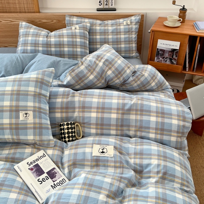 91家纺网 家纺一手货源 找家纺 （总）2025款色织全棉四件套ins简约学生宿舍三件套床品套件