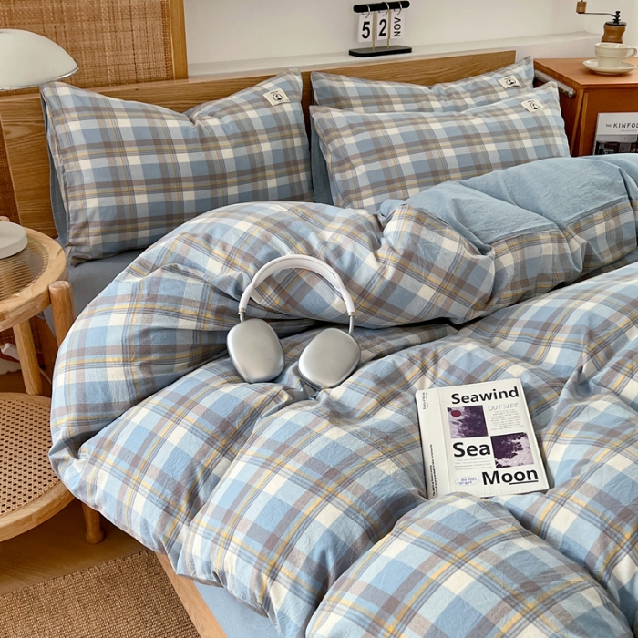 91家纺网 家纺一手货源 找家纺 （总）2025款色织全棉四件套ins简约学生宿舍三件套床品套件