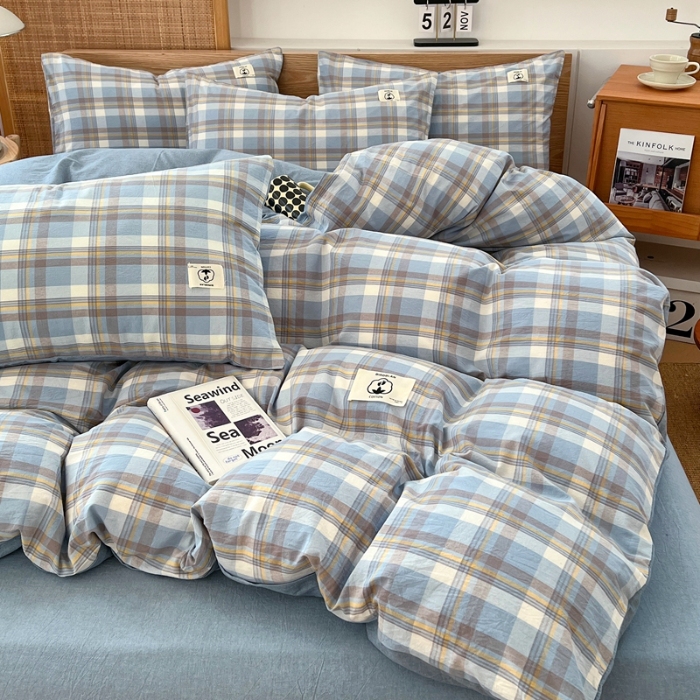 91家纺网 家纺一手货源 找家纺 （总）2025款色织全棉四件套ins简约学生宿舍三件套床品套件