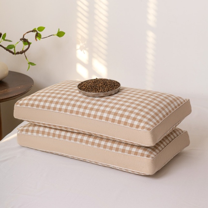 91家纺网 家纺一手货源 找家纺 （总）花瓣语家纺 2025新款全棉拼色水洗荞麦枕