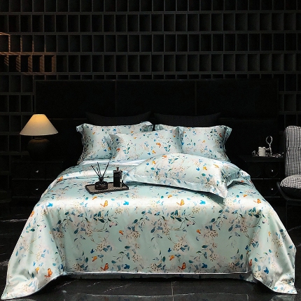 91家纺网 家纺一手货源 找家纺 （总）黄鹂鸟 2025新款高端轻奢丝滑裸睡丝绸数码印花水洗真丝天丝四件套系列 -风格三