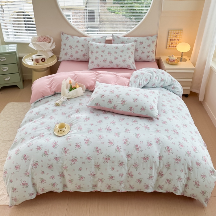 91家纺网 家纺一手货源 找家纺 （总）2025新款针织棉双层纱印花四件套 单被套