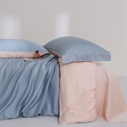 91家纺网 家纺一手货源 找家纺 （总）2025新简约60s兰精天丝四件套纯色双拼床笠三件套天丝被套