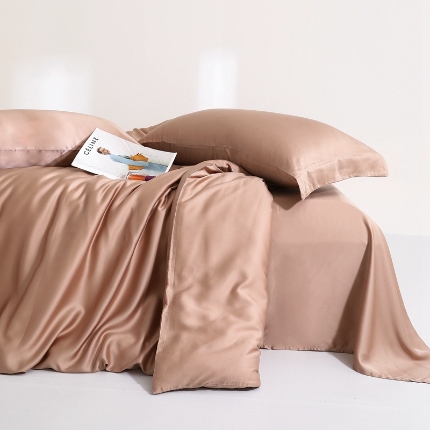 91家纺网 家纺一手货源 找家纺 （总）2025新简约60s兰精天丝四件套纯色双拼床笠三件套天丝被套