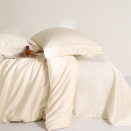 91家纺网 家纺一手货源 找家纺 （总）2025新简约60s兰精天丝四件套纯色双拼床笠三件套天丝被套