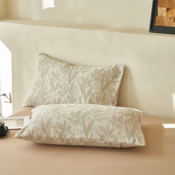 91家纺网 家纺一手货源 找家纺 金鹰 2025新款A类纯棉水洗棉提花三层纱叶之韵味空调被夏凉被大豆夏被四件套 叶之韵味-驼