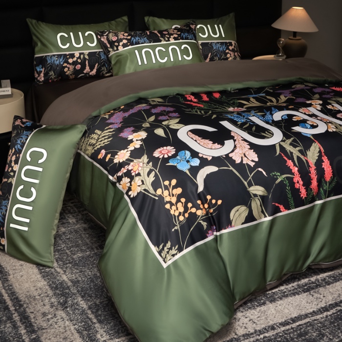 91家纺网 家纺一手货源 找家纺 花沐 2025春夏新款凉感冰丝四件套系列 冰丝花千树