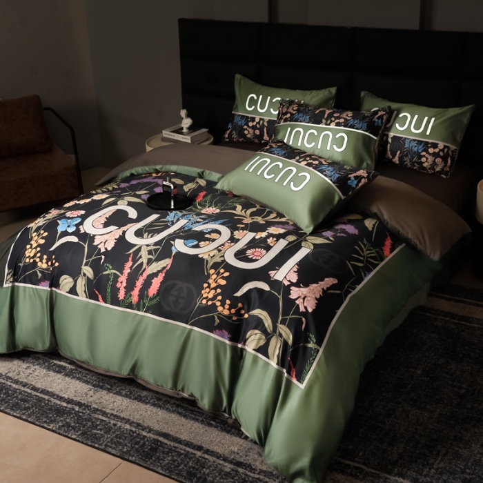 91家纺网 家纺一手货源 找家纺 花沐 2025春夏新款凉感冰丝四件套系列 冰丝花千树