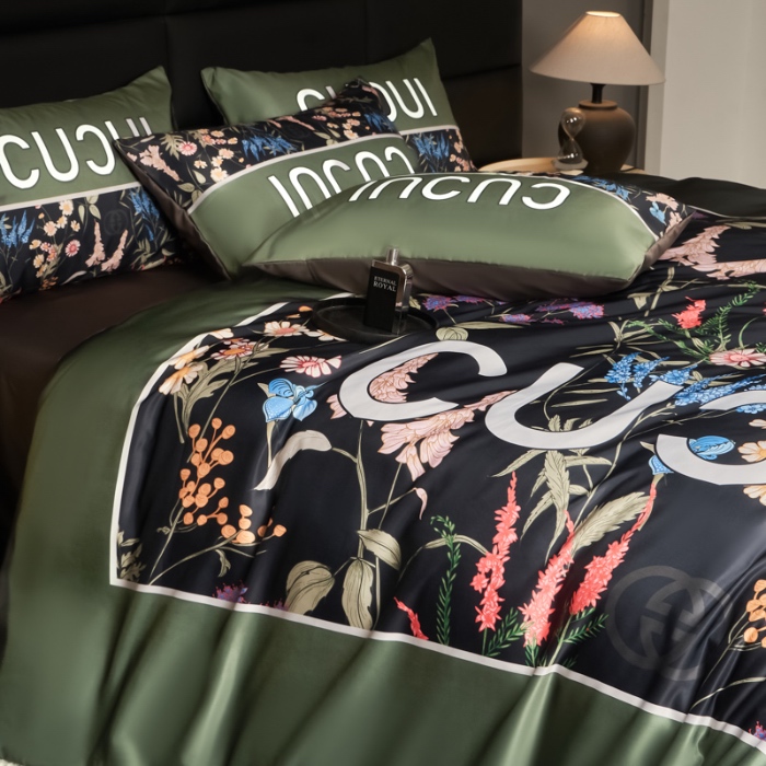 91家纺网 家纺一手货源 找家纺 花沐 2025春夏新款凉感冰丝四件套系列 冰丝花千树