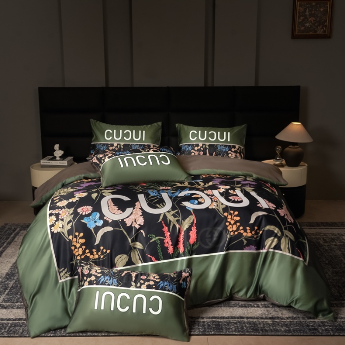 91家纺网 家纺一手货源 找家纺 花沐 2025春夏新款凉感冰丝四件套系列 冰丝花千树