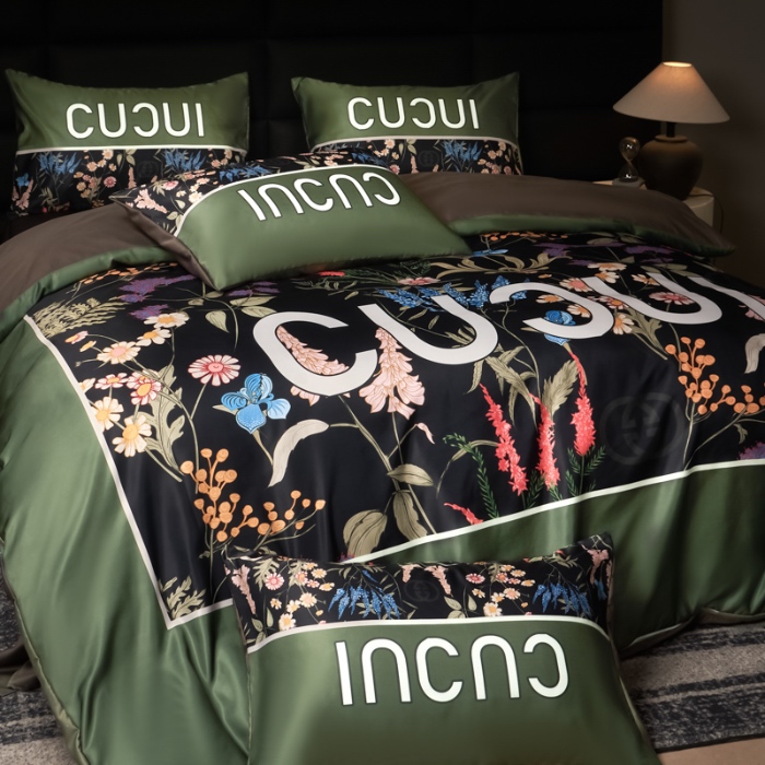 91家纺网 家纺一手货源 找家纺 花沐 2025春夏新款凉感冰丝四件套系列 冰丝花千树