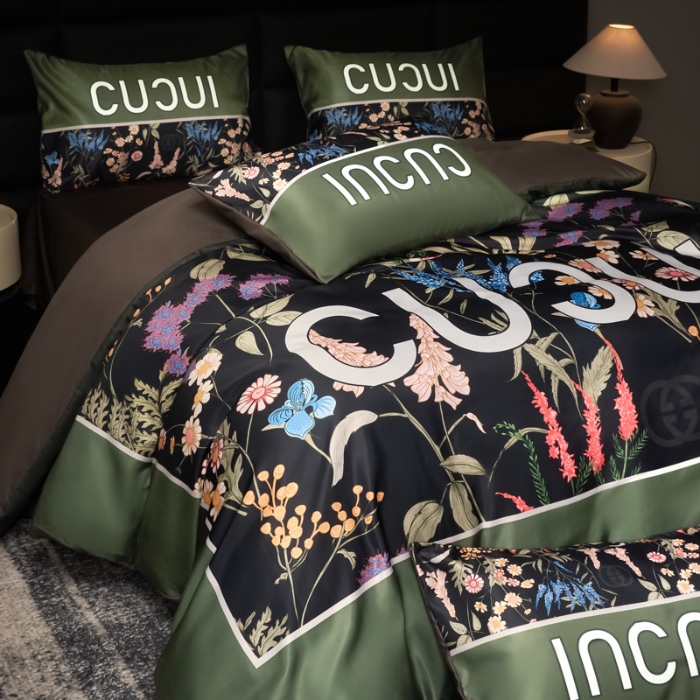 91家纺网 家纺一手货源 找家纺 花沐 2025春夏新款凉感冰丝四件套系列 冰丝花千树