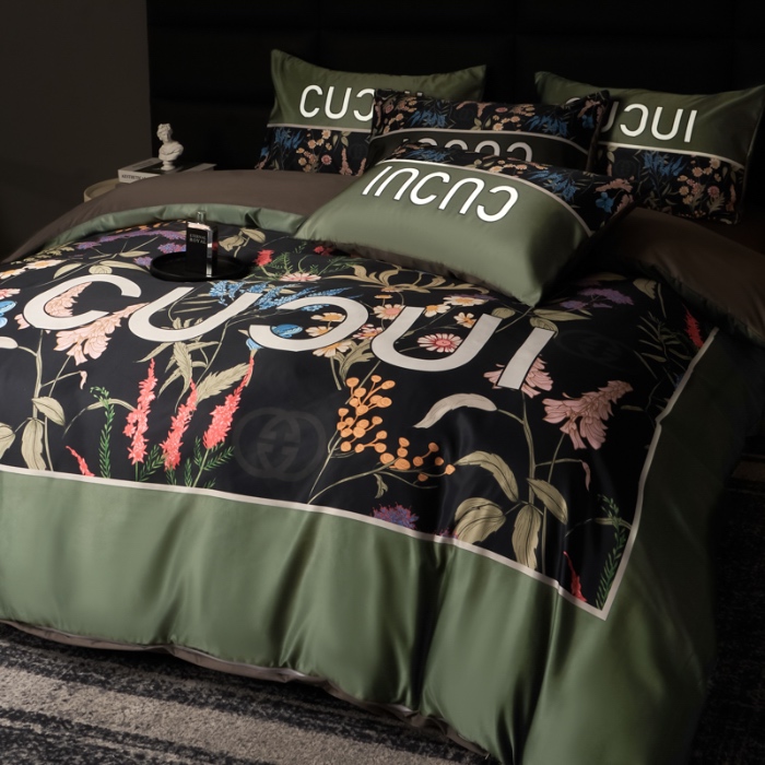 91家纺网 家纺一手货源 找家纺 花沐 2025春夏新款凉感冰丝四件套系列 冰丝花千树