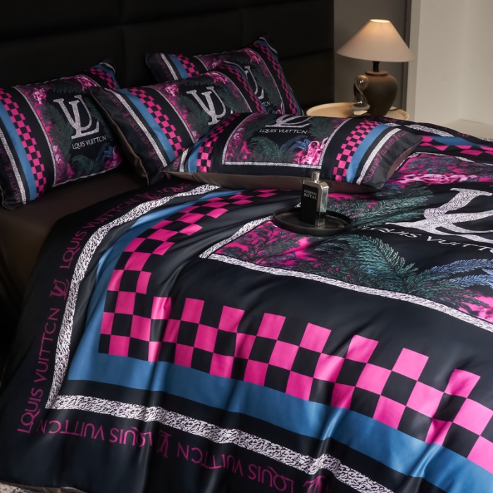 91家纺网 家纺一手货源 找家纺 花沐 2025春夏新款凉感冰丝四件套系列 冰丝璟年