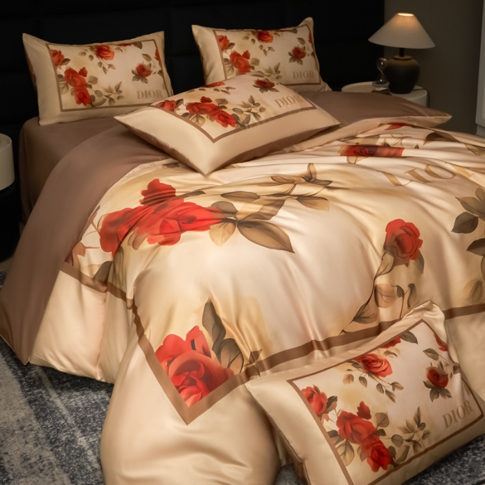 91家纺网 家纺一手货源 找家纺 花沐 2025春夏新款凉感冰丝四件套系列 冰丝奢花