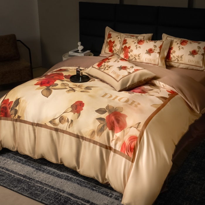 91家纺网 家纺一手货源 找家纺 花沐 2025春夏新款凉感冰丝四件套系列 冰丝奢花