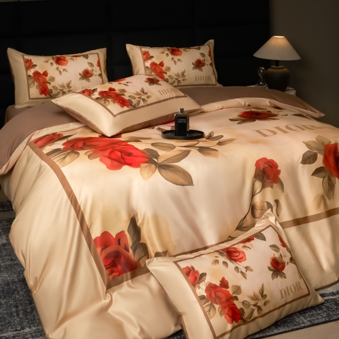 91家纺网 家纺一手货源 找家纺 花沐 2025春夏新款凉感冰丝四件套系列 冰丝奢花