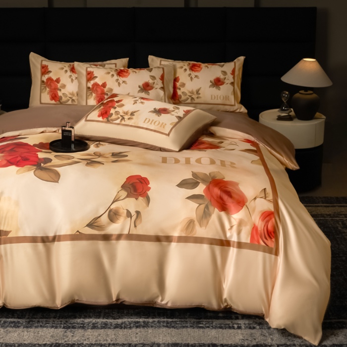 91家纺网 家纺一手货源 找家纺 花沐 2025春夏新款凉感冰丝四件套系列 冰丝奢花