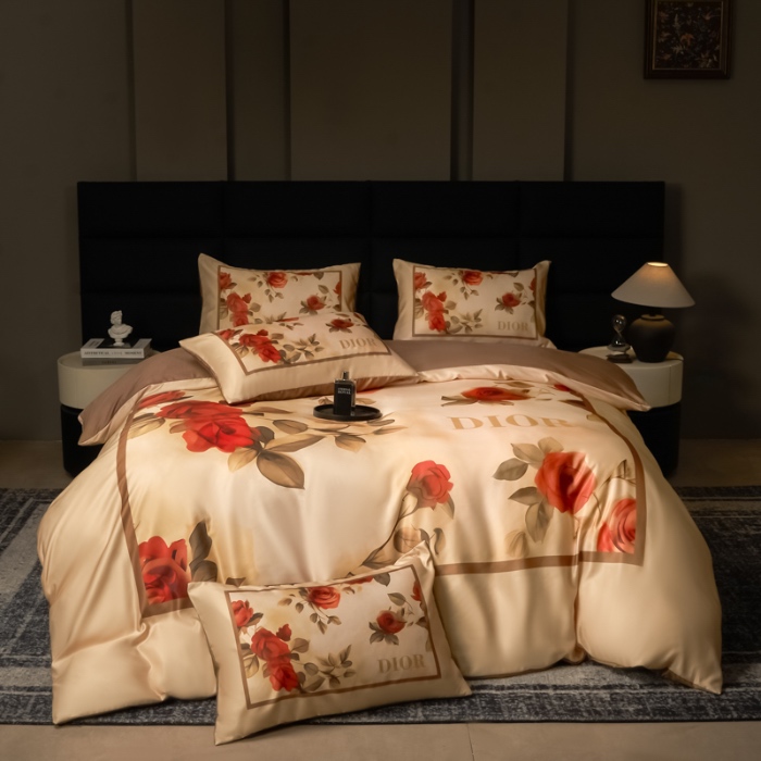 91家纺网 家纺一手货源 找家纺 花沐 2025春夏新款凉感冰丝四件套系列 冰丝奢花