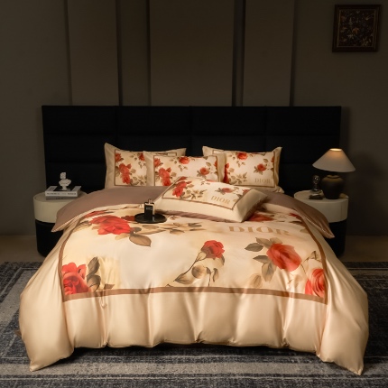 花沐 2025春夏新款凉感冰丝四件套系列 冰丝奢花