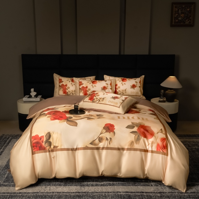 91家纺网 家纺一手货源 找家纺 花沐 2025春夏新款凉感冰丝四件套系列 冰丝奢花