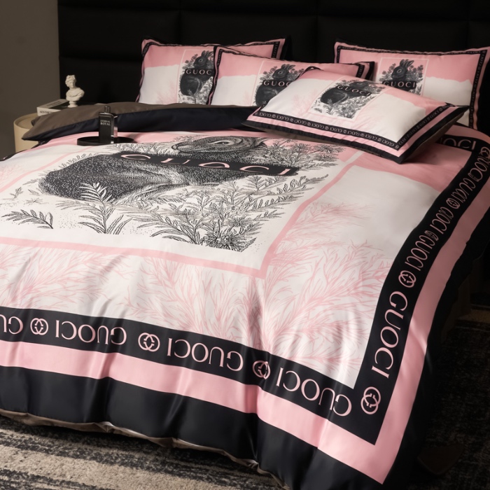 91家纺网 家纺一手货源 找家纺 花沐 2025春夏新款凉感冰丝四件套系列 冰丝熙熙兔