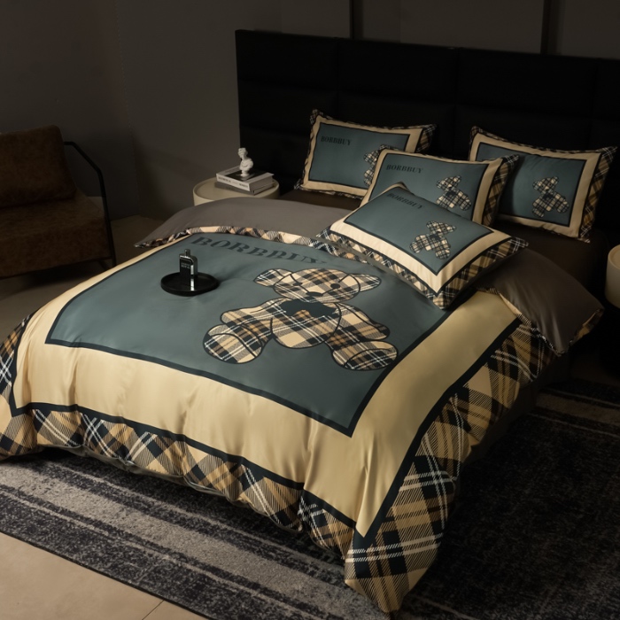 91家纺网 家纺一手货源 找家纺 花沐 2025春夏新款凉感冰丝四件套系列 冰丝英伦熊