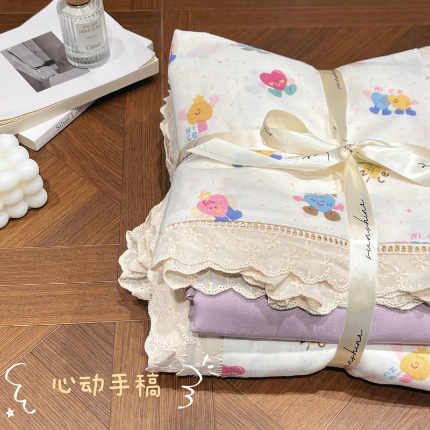 91家纺网 家纺一手货源 找家纺 （总）荣轩家居 2025新款全棉双层纱镂空花边工艺款四件套