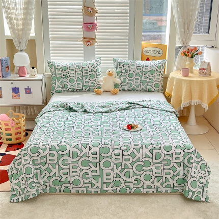 91家纺网 家纺一手货源 找家纺 天瑜 2024新款棉绸苏香绸舒香绸夏被人造棉夏凉被 字母绿