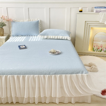 91家纺网 家纺一手货源 找家纺 （总）2025云母3D凉感冰豆豆凉席空调席床群款三件套床笠款凉席（保证不起球）