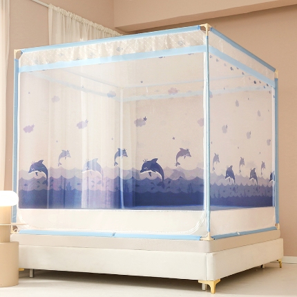 91家纺网 家纺一手货源 找家纺 （总）帐纱印花三开门防摔床笠儿童卧室专用卡通可爱床笠