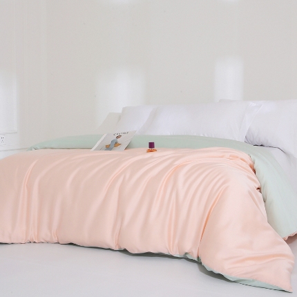 91家纺网 家纺一手货源 找家纺 （总）2025新款兰精天丝四件套纯色双拼被罩床单四季通用床品套件