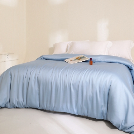 91家纺网 家纺一手货源 找家纺 （总）2025新款兰精天丝四件套纯色双拼被罩床单四季通用床品套件