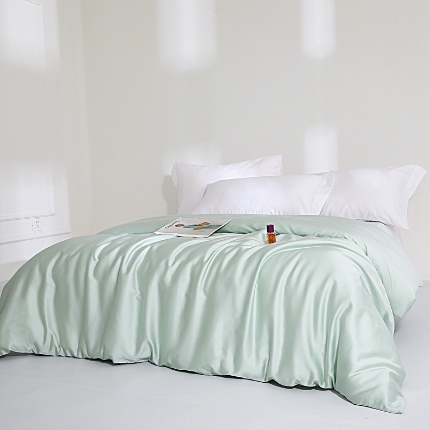 91家纺网 家纺一手货源 找家纺 （总）2025新款兰精天丝四件套纯色双拼被罩床单四季通用床品套件