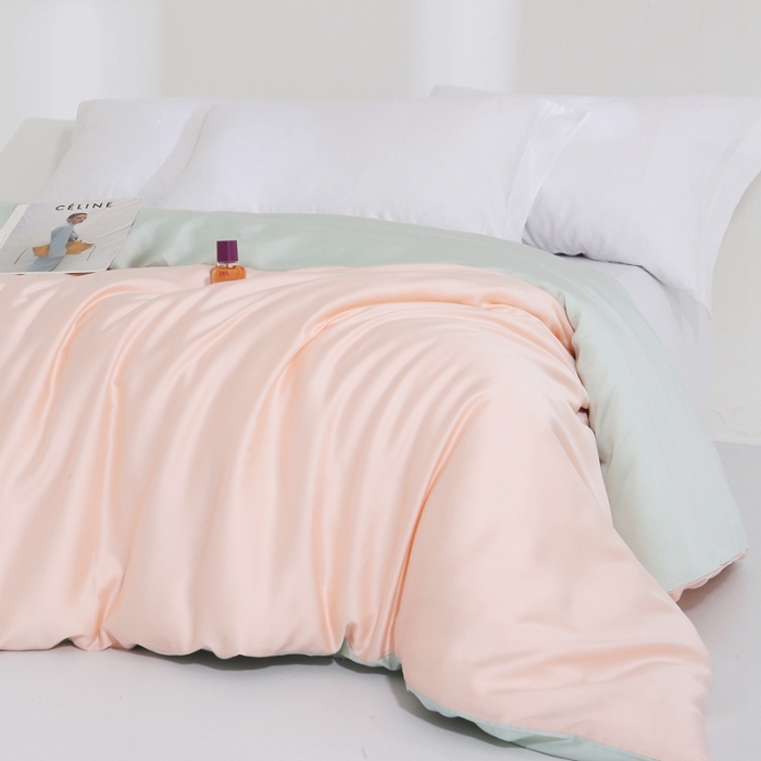 91家纺网 家纺一手货源 找家纺 （总）2025新款兰精天丝四件套纯色双拼被罩床单四季通用床品套件