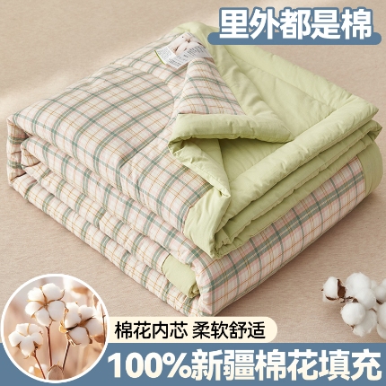 91家纺网 家纺一手货源 找家纺 恬思语家纺 2025新款全棉色织水洗棉棉花夏被  棉芷 绿